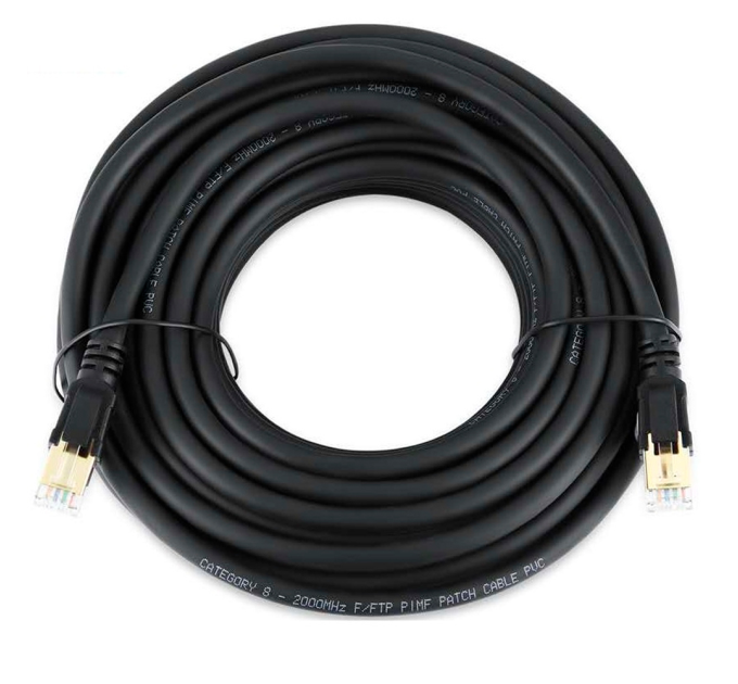 Патч-корд литий VEGGIEG, CCA, SSTP, RJ45, Cat.8, 10m, чорний