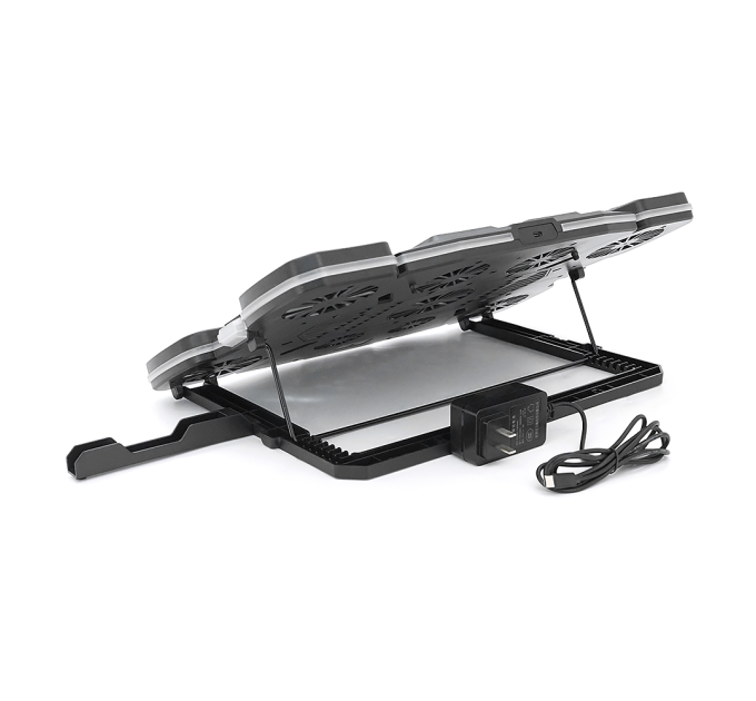 Підставка під ноутбук IceCoorel Q10, до17", fan4-70*15 / 2-50*15 / 2-60*15 мм, корпус пластик+алюміній, TYPE C+LCD display, 422x310x39.5mm, RGB-10 режимів, DC12V, Box Q8