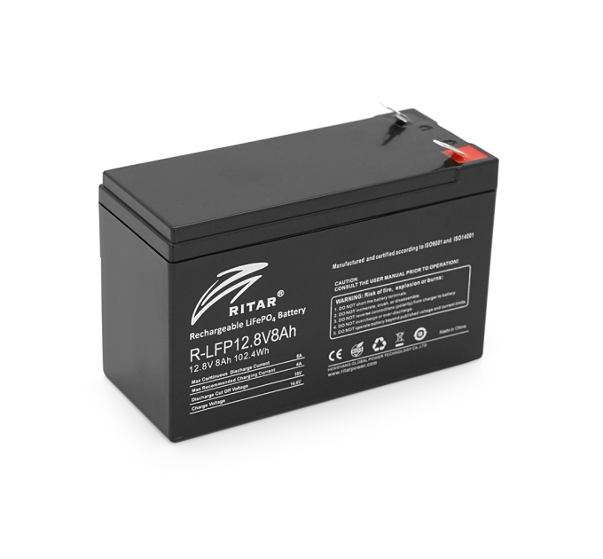 Аккумуляторная батарея Ritar LiFePO4 12,8V 8Ah BMS4A@4S (150 x 65 x 95 (100) ) 1.0kg Q10
