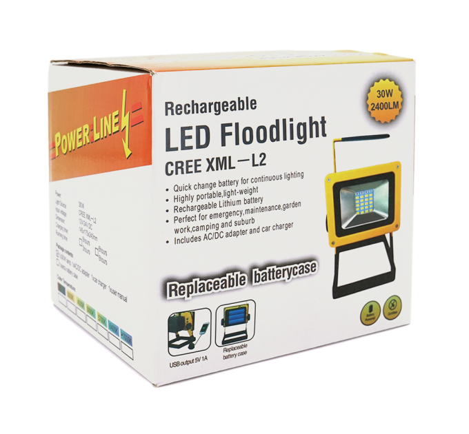 Переносний ліхтар-прожектор R15 (20W), 24 LED(SMD), 3 режими роботи, заряд від 5V, батарея 3*(18650 / 6800ma / h), Box