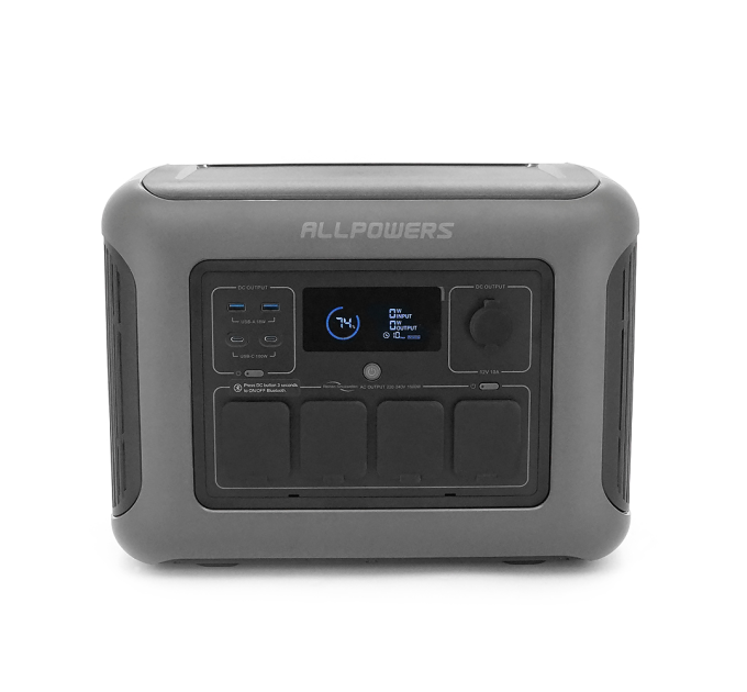 Power station ALLPOWERS R1500 LITE APP Control, Wi-Fi, Bluetooth, 1600W, 1056Wh LiFePO4 3500Cycles, MPPT 650w max, CAR port, DC12 / 24V, 4хAC 220V, 2xUSB-TYPE-C 100W, 2xUSB-A 18W, XT60, wireless 2*30W, Fast charge 60min, 413×312×265mm, 16,7kg
