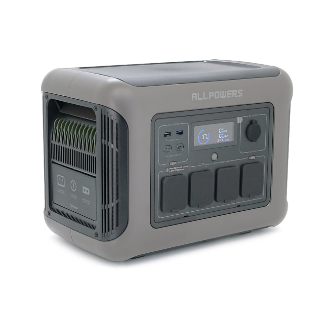 Power station ALLPOWERS R1500 LITE APP Control, Wi-Fi, Bluetooth, 1600W, 1056Wh LiFePO4 3500Cycles, MPPT 650w max, CAR port, DC12 / 24V, 4хAC 220V, 2xUSB-TYPE-C 100W, 2xUSB-A 18W, XT60, wireless 2*30W, Fast charge 60min, 413×312×265mm, 16,7kg