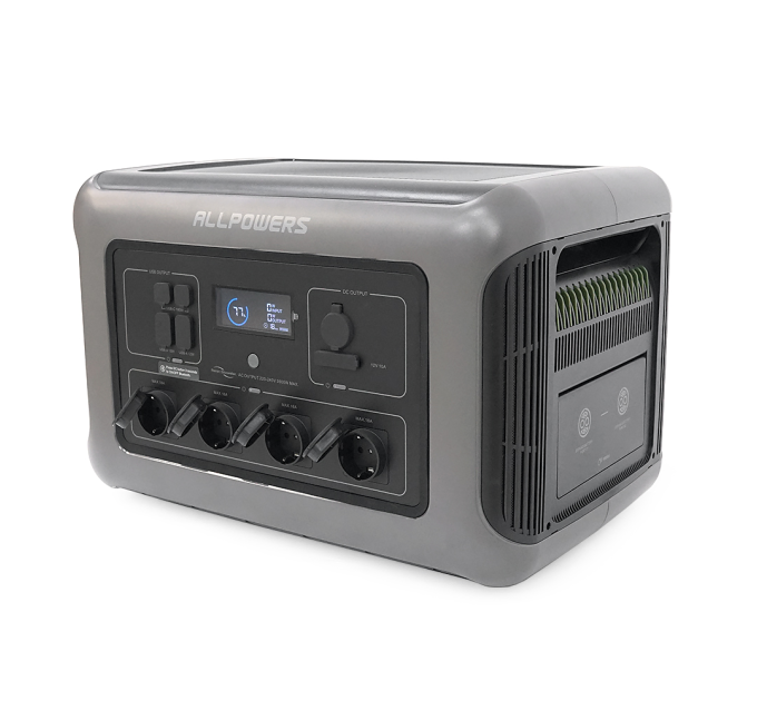 Power station ALLPOWERS R3500 APP Control, Wi-Fi, Bluetooth, 3500W, 2880Wh LiFePO4 3500Cycles, MPPT 2000w max, CAR port, DC12 / 24V, 4хAC 220V, 2xUSB-TYPE-C 200W, 2xUSB-A 18W, 2xUSB-A 36W, XT60, wireless 15W, Fast charge 60min, 530×360×345mm, 42kg