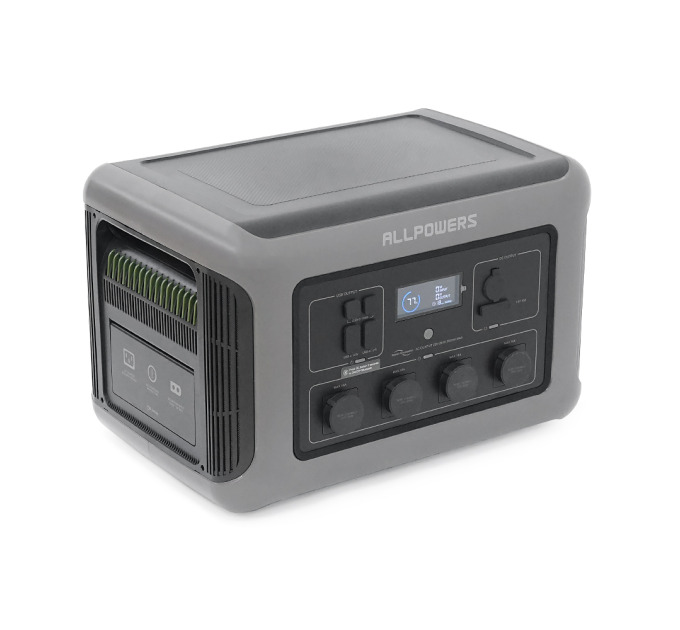 Power station ALLPOWERS R3500 APP Control, Wi-Fi, Bluetooth, 3500W, 2880Wh LiFePO4 3500Cycles, MPPT 2000w max, CAR port, DC12 / 24V, 4хAC 220V, 2xUSB-TYPE-C 200W, 2xUSB-A 18W, 2xUSB-A 36W, XT60, wireless 15W, Fast charge 60min, 530×360×345mm, 42kg