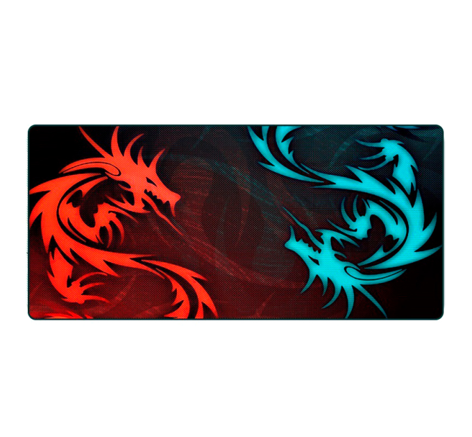 Килимок 300*700 тканинний Red and Blue Dragons з боковою прошивкою, товщина 2 мм, Black, Пакет