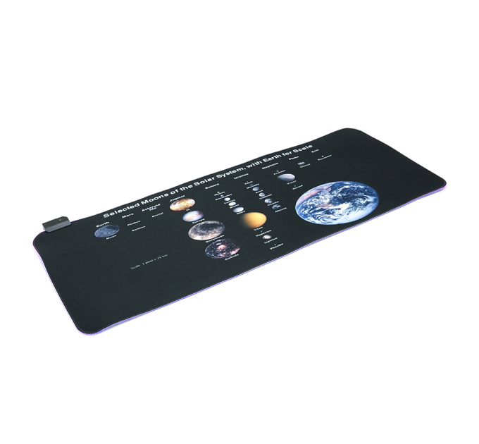 Килимок 300*800 для миші "Planets scales" тканинний з боковою прошивкою, товщина 3 мм, RGB підсвічування, живлення USB 1,8 м, Color Box