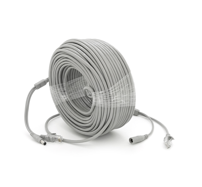 Патчкорд комбінований по кручений парі RJ-45 + DC 50m, сірий, Q20