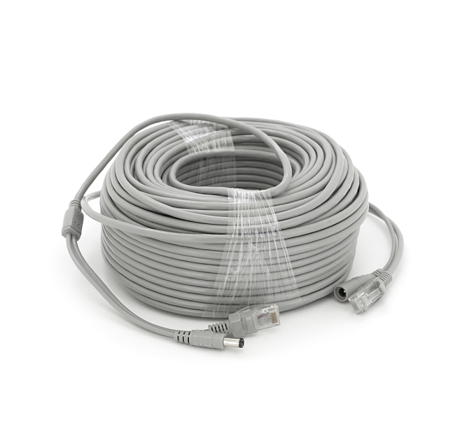 Патчкорд комбінований по кручений парі RJ-45 + DC 50m, сірий, Q20