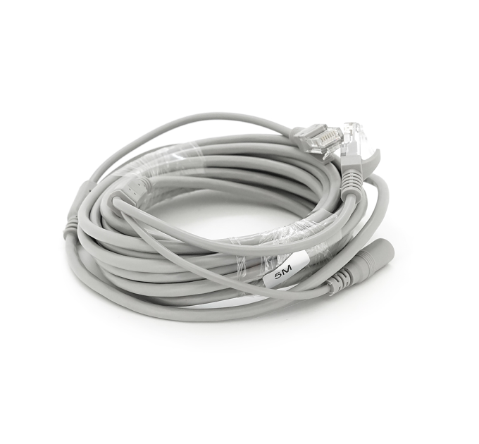 Патчкорд комбінований по кручений парі RJ-45 + DC 5m, сірий, Q100