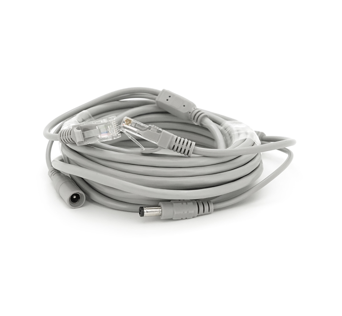 Патчкорд комбінований по кручений парі RJ-45 + DC 5m, сірий, Q100
