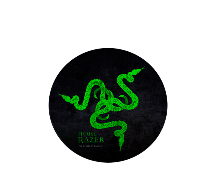 Килимок 220*220 мм тканинний RAZER 12 з боковою прошивкою (круглий), товщина 3 мм, колір Black / Green, Пакет