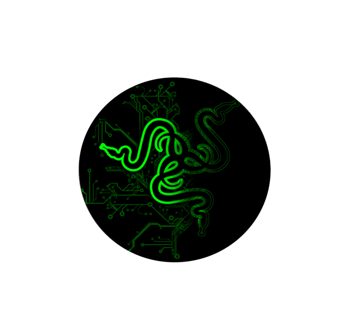 Килимок 220*220 мм тканинний RAZER 13 з боковою прошивкою (круглий), товщина 3 мм, колір Black / Green, Пакет