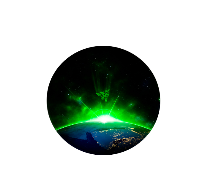 Килимок 220*220 мм тканинний RAZER 15 з боковою прошивкою (круглий), товщина 3 мм, колір Black / Green, Пакет