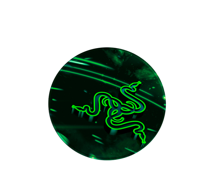 Килимок 200*200 мм тканинний RAZER 8 з боковою прошивкою (круглий), товщина 3 мм, колір Black / Green, Пакет