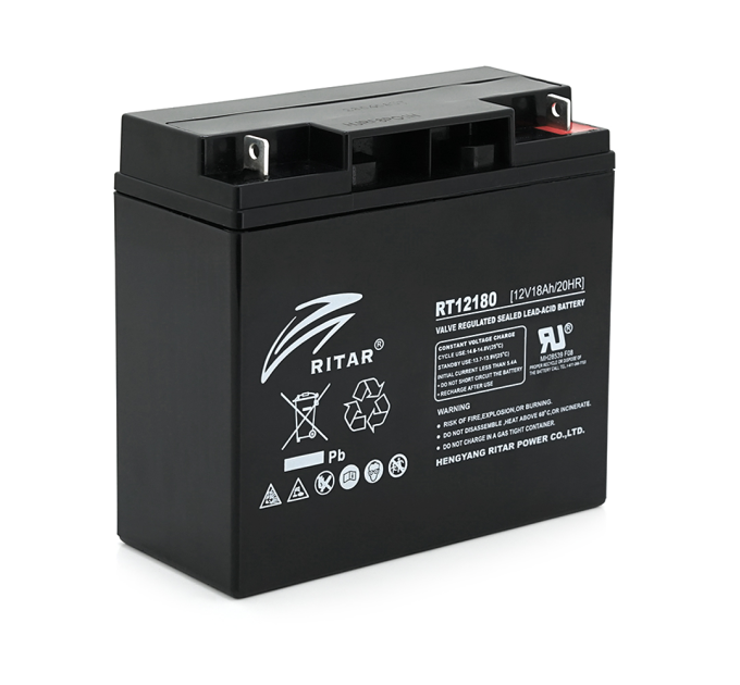 Акумуляторна батарея AGM RITAR RT12180BL5, Black Case, 12V 18.0Ah (181х77х167) Q2