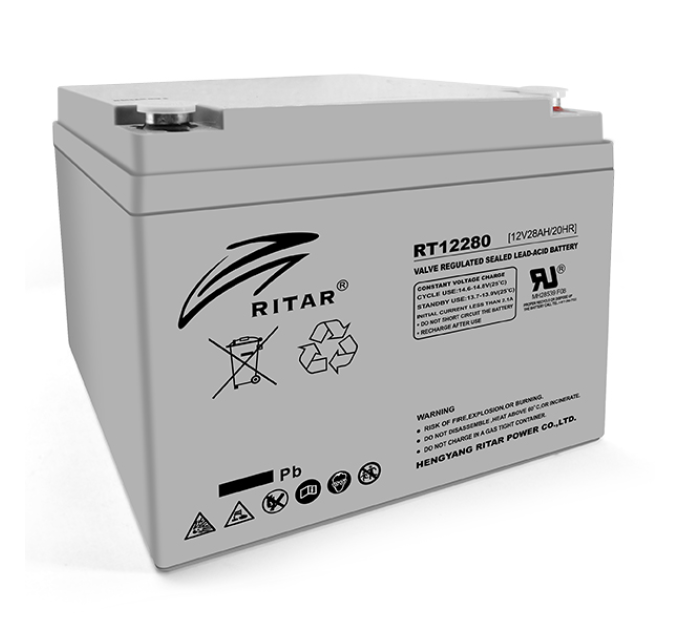 Акумуляторна батарея AGM RITAR RT12280 M5, Gray Case, 12V 28Ah (166х178х125) Q4