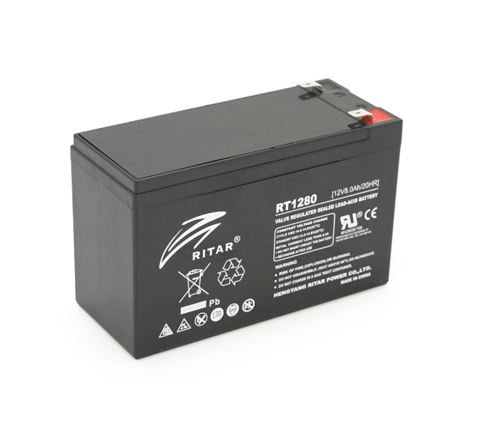 Акумуляторна батарея AGM RITAR RT1280, Black Case, 12V 8.0Ah ( 151 х 65 х 94 (100) ) Q10