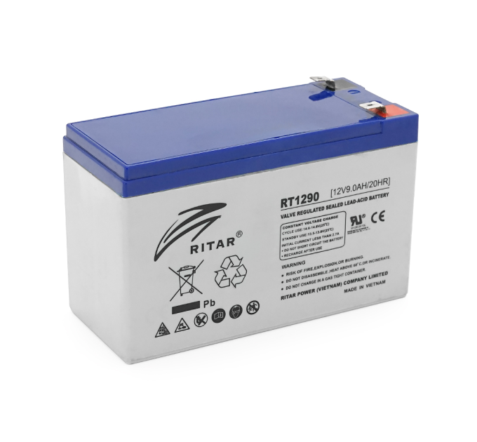 Акумуляторна батарея AGM RITAR RT1290, Gray Case, 12V 9.0Ah ( 151 х 65 х 94 (100) ) Q12