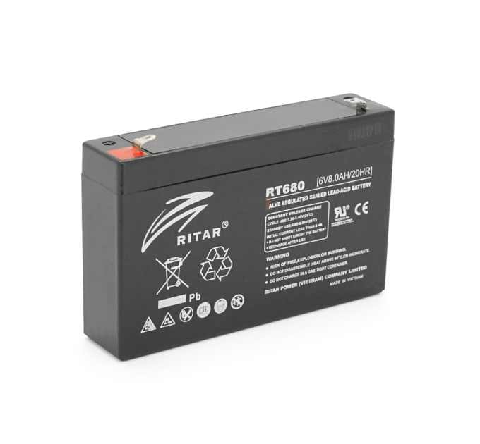Акумуляторна батарея AGM RITAR RT680, Black Case, 6V 8Ah (151х34х94 (100)) Q10