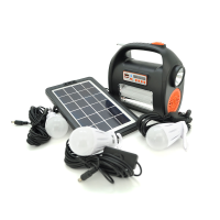 Переносний ліхтар RT909BT+Solar, 1+1 режим, Радіо+ Bluetooth колонка, вбудований аккум, 3 лампочки 3W, USB вихід, Black / Orange