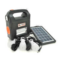 Переносний ліхтар RT910BT+Solar, 1+1 режим, Радіо+ Bluetooth колонка, вбудований аккум, 3 лампочки 3W, USB вихід, Black / Orange