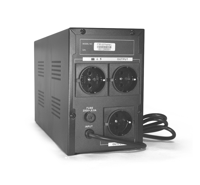 ДБЖ Ritar RTM1000 (600W) Proxima-L, LED, AVR, 3st, 3xSCHUKO socket, 2x12V7Ah, metal Case (350х120х190) Q2