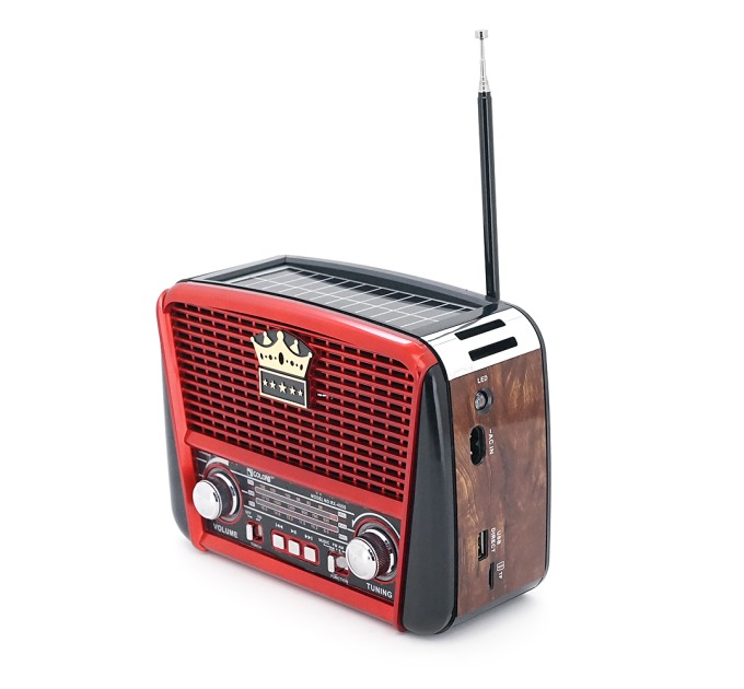 Радіоприймач GOLON RX455S, LED, 6W, AM / FM радіо, Вхід microSD, USB, живлення від 220+АКБ+2*LR20, корпус пластмас, Black / Grey, BOX
