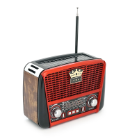 Радіоприймач GOLON RX455S, LED, 6W, AM / FM радіо, Вхід microSD, USB, живлення від 220+АКБ+2*LR20, корпус пластмас, Black / Grey, BOX