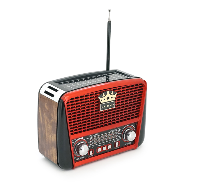 Радіоприймач GOLON RX455S, LED, 6W, AM / FM радіо, Вхід microSD, USB, живлення від 220+АКБ+2*LR20, корпус пластмас, Black / Grey, BOX
