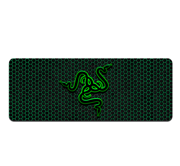 Килимок 400*900 тканинний RAZER 26 з боковою прошивкою, товщина 2 мм, колір Black / Green, Пакет