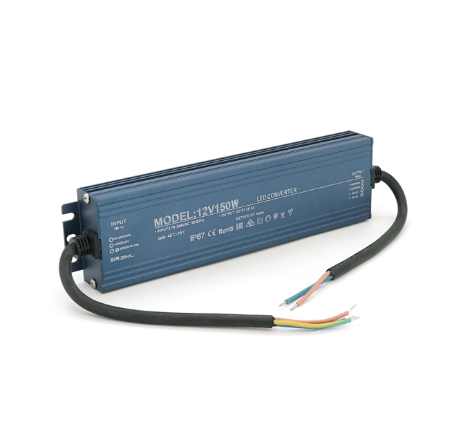 Імпульсний блок живлення герметичний (Led Converter) 12V 150W, IP67, 225х25х57 мм, Box