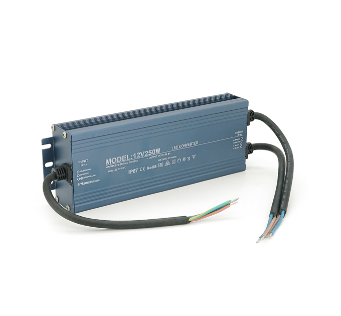 Імпульсний блок живлення герметичний (Led Converter) 12V 250W, IP67, 215х35х73 мм, Box