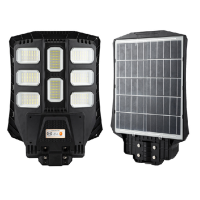 Вуличний ліхтар SHGZ із сонячною батареєю на стовп, 300W, ip65, 3.2V / 32650 / 15000mah, 120Lm / W, пульт керування, 447*70*342mm, Black, Box