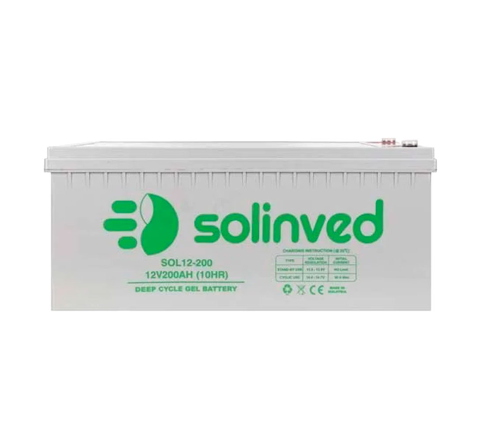 Акумуляторна батарея SOLINVED 200-12 GEL 12V 200 Ah (522 x 240 x 224), 60.3 kg Grey Q1 / 48