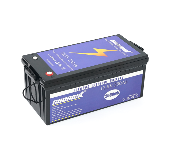 Акумулятор SOONEST LiFePO4 12,8V 200Ah, (50 / 100A), 0°C до 50°C, гвинт M8, 530*250*270 мм. 21 кг