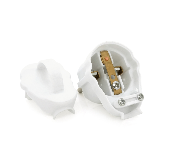 Вилка із заземленням кутова з кільцем, розбірна SQ-GP-003, 16А 220V, White, Q200
