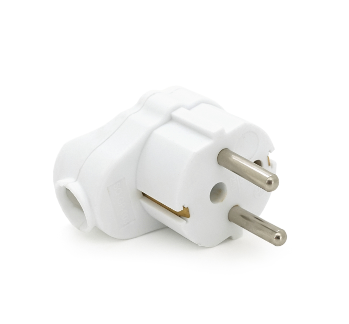 Вилка із заземленням кутова з кільцем, розбірна SQ-GP-003, 16А 220V, White, Q200