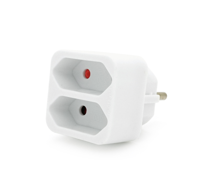 Розетка двійник без заземлення SQ-ZDB01 / 2, 2x2.5A(10A) 250V~Max, 1100W, White, 2Р, Q200