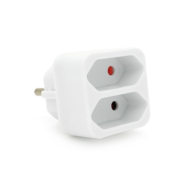 Розетка двійник без заземлення SQ-ZDB01 / 2, 2x2.5A(10A) 250V~Max, 1100W, White, 2Р, Q200
