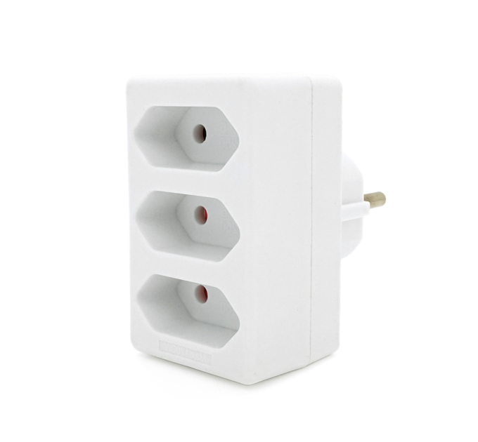 Розетка трійник без заземлення SQ-ZDB01 / 3, 3x2.5A(10A) 250V~Max, 1700W, White, 2Р, Q100
