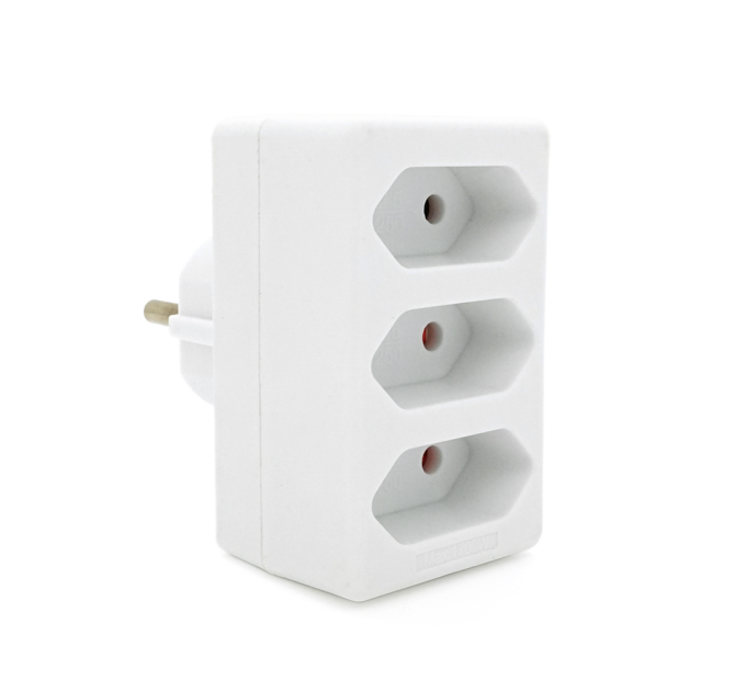 Розетка трійник без заземлення SQ-ZDB01 / 3, 3x2.5A(10A) 250V~Max, 1700W, White, 2Р, Q100