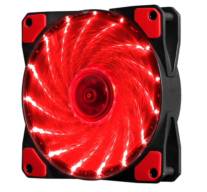 Кулер корпусний 12025 DC sleeve fan 3pin + 2pin - 120 * 120 * 25мм, 12V, 1100об / хв, 15LED, Red