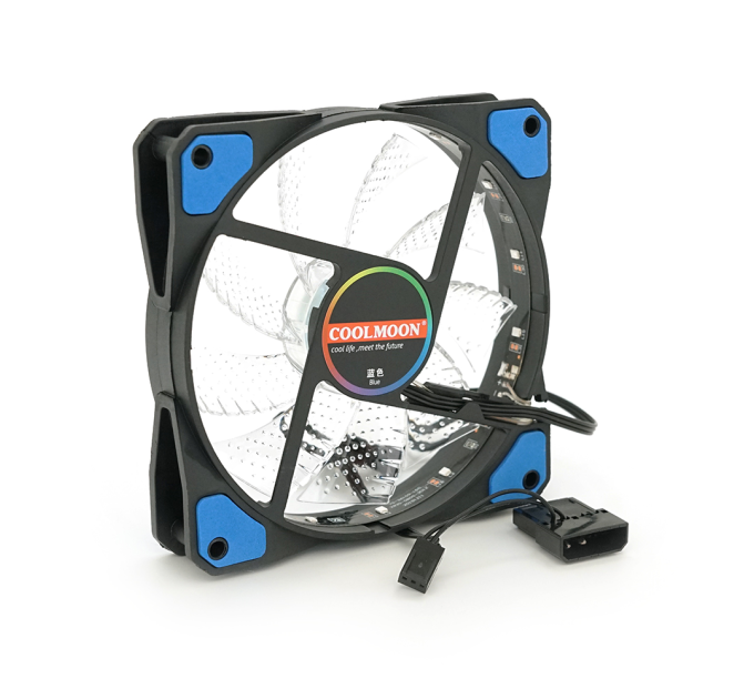 Кулер корпусний 12025 DC sleeve fan 3pin + 4pin - 120*120*25мм, 12V, 1100об / хв, Blue