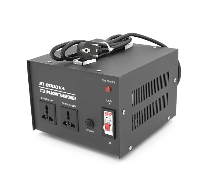 Перетворювач напруги трансформаторний універсальний ST-2000VA Input 220 V / Output 110V, Input 220 V / Output 110V+