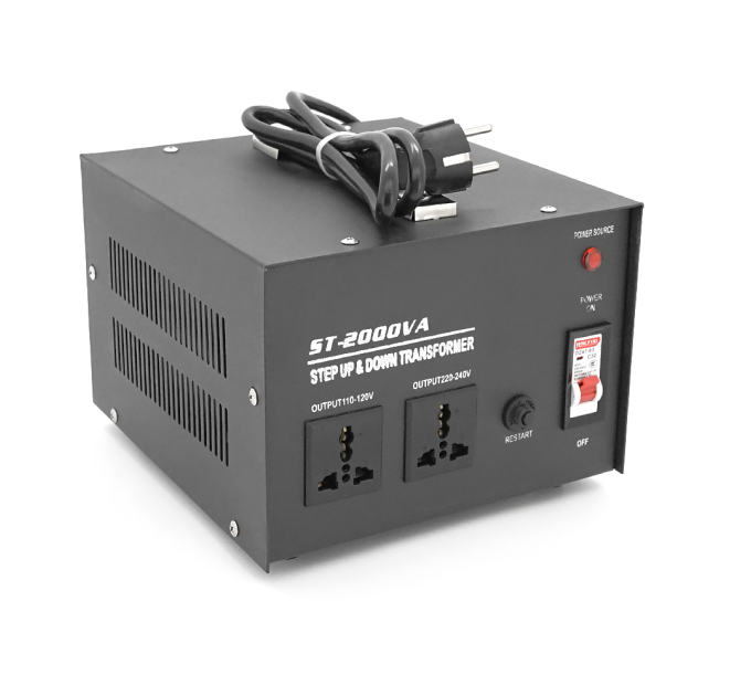 Перетворювач напруги трансформаторний універсальний ST-2000VA Input 220 V / Output 110V, Input 220 V / Output 110V+