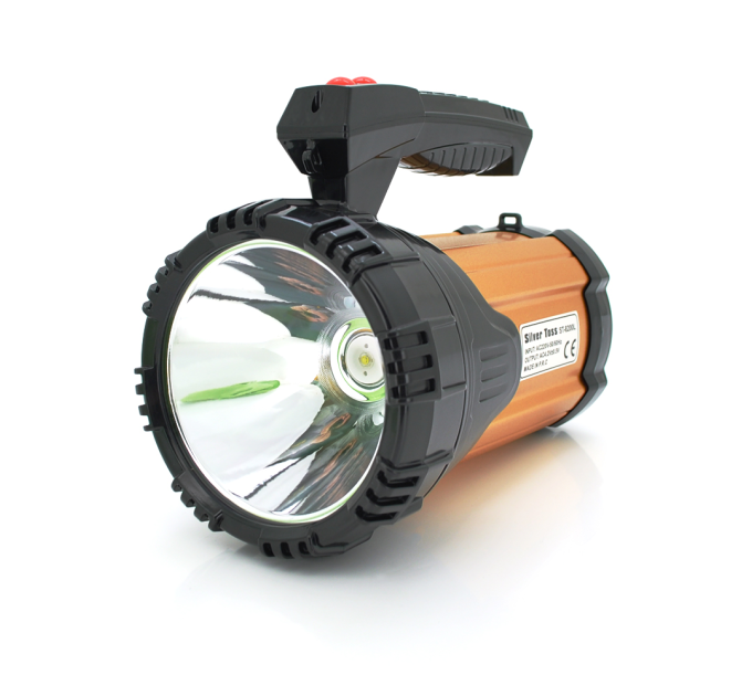 Ліхтар пошуковий Silver Toss ST-8200L, 1LED T6, 25W, 3 режими, 7200mah, Black / Gold, IP40, СЗУ, 220х130х170мм, BOX