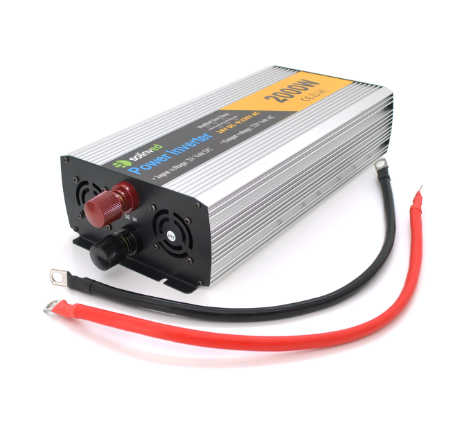 Інвертор напруги Solinved Sol-Yb24-2000M, 24V / 220V, 2000W з апроксимованою синусоїдою, 2Shuko, USB, клемні дроти, Q5