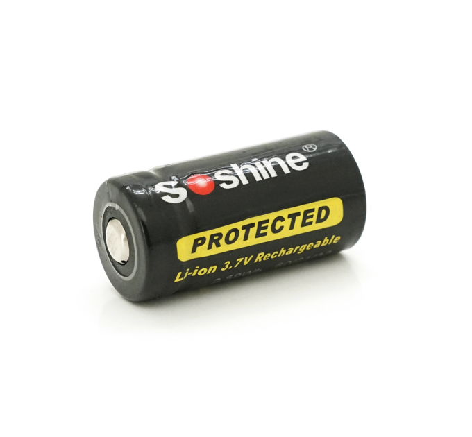Акумулятор 16340 / CR123 Li-Ion Soshine 16340P-3.7-700 Protected, 700mAh, 0.7A, 4.2 / 3.6 / 2.75V, Black