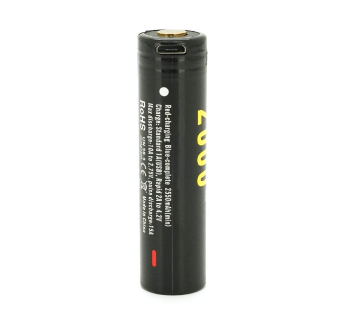 Акумулятор Li-Ion Soshine 18650 18650USB-3.7-2600, microUSB, 2600mAh, 2.5A, 4.2 / 3.6 / 2.75V, Black