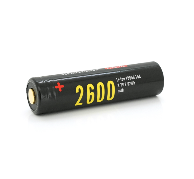 Акумулятор Li-Ion Soshine 18650 18650USB-3.7-2600, microUSB, 2600mAh, 2.5A, 4.2 / 3.6 / 2.75V, Black